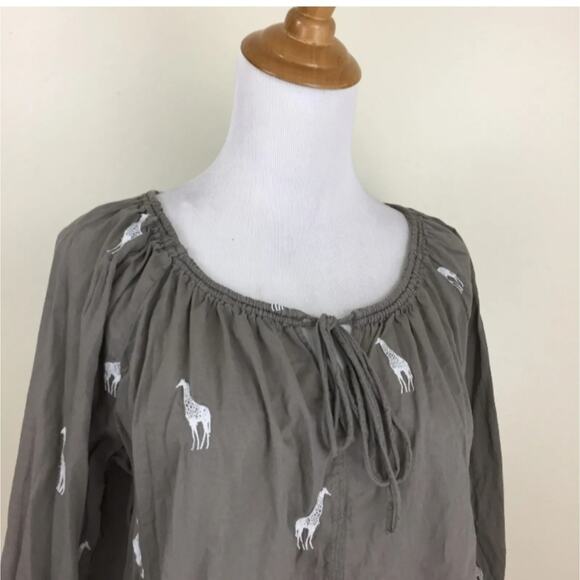 Ann Taylor LOFT Giraffe Embroidered Peasant Top NWOT - Picture 5 of 10